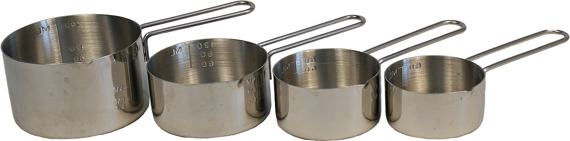 Graduated sizes of dry measuring cups